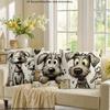 1/4pcs Cute Dog-Patterned Pillowcases with 2D Flat Printing Sofa Cushion Cover Home Bedroom Room Decoration