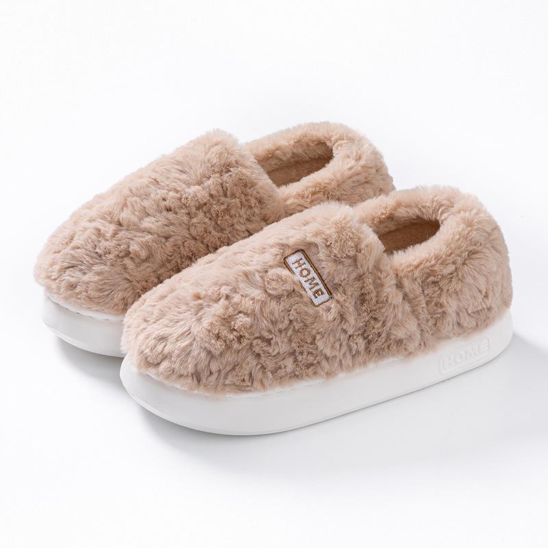 Bag heel cotton shoes autumn and winter fleece mop indoor home thick-soled couple warm and comfortable cotton slippers