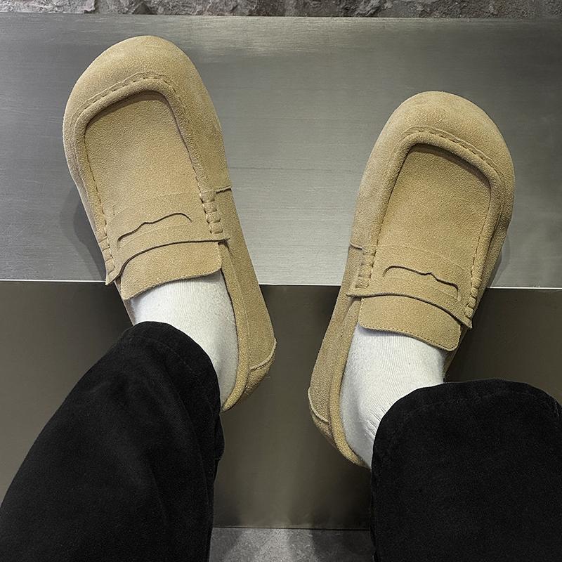 Fashion Male All-match Lazy Shoes New High Quality Suede Loafers Leather Business Formal Men Leather Shoes Brand Moccasin Wedding Shoes