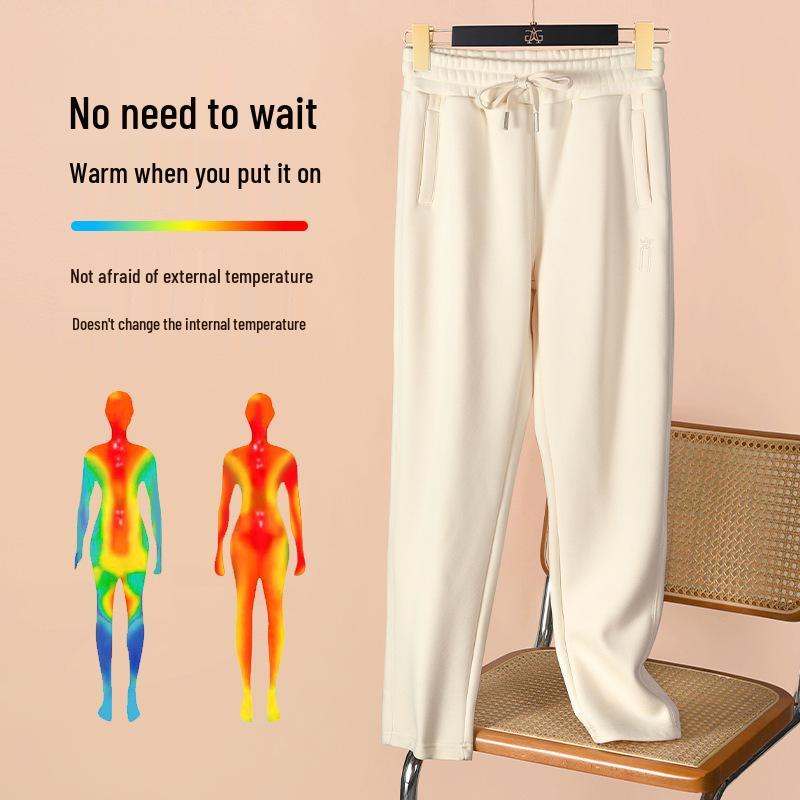 Dámské zeštíhlující fleecové tepláky: Rovné nohavice, Ležérní, Podzim/Zima 2025