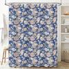 Delightful Pink Floral Shower Curtain Elegant Bath Decor for Home Decoration (Blue)