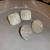 Elegant Geometric Oval Diamond Silver Earrings - Luxury European & American Fashion for Women