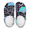 White EVA Clogs with Colorful Eye Print, Lightweight Slip On Garden Shoes, Breathable Beach Sandals, Indoor Outdoor Slippers for Men Women