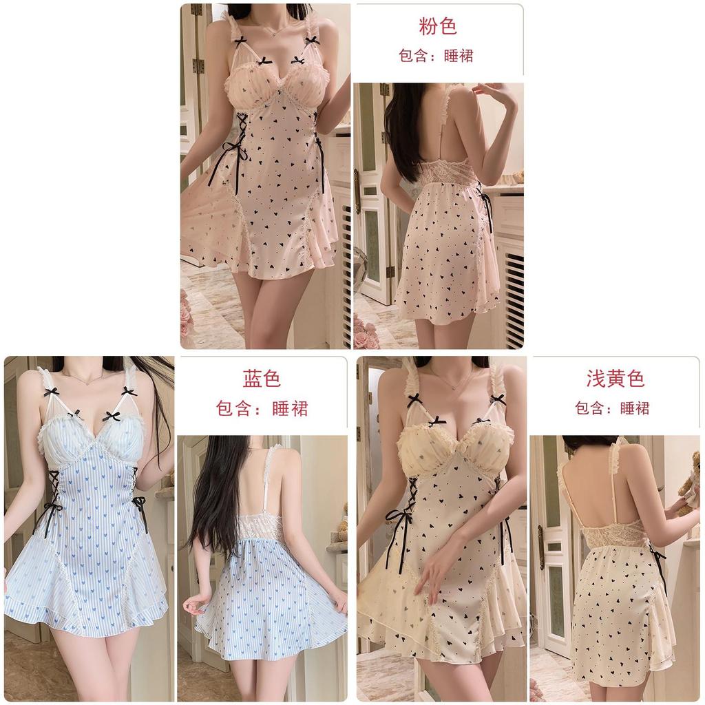 Lace Sleepwear Set For Women With Chest Padding And Vneck For Home And Lounge Use