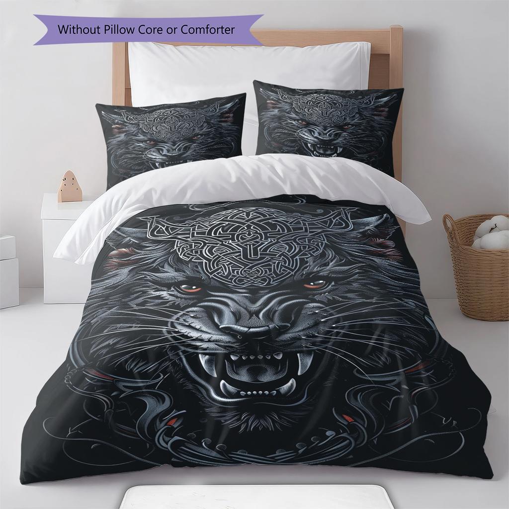 Cartoon-Muster Bettwäsche Steppbett-Set Bettbezug Kissenbezug Heimdekoration Geburtstagsgeschenk (1 Bettbezug + 2 Kissenbezüge, ohne Füllung)