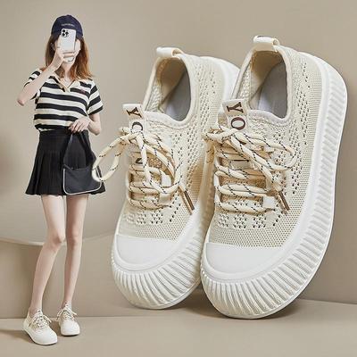 Summer Lightweight Sneakers for Women Fashion Platform Lace Up Breathable Casual Sport Running Shoes Women's Comfortable Walking Sneakers Tennis Shoes