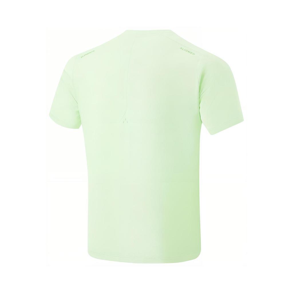 Li-Ning Breathable Solid Color Round Neck Versatile Sports Short Sleeve T-Shirt Men Tops Dynamic-Green ATSU031-2