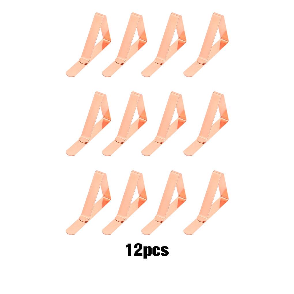 12 Stück Stabile Klemmende Edelstahl Tischdeckenklammern - Einfach Zeit und Mühe Sparen Runde Tischdeckenhalter golden