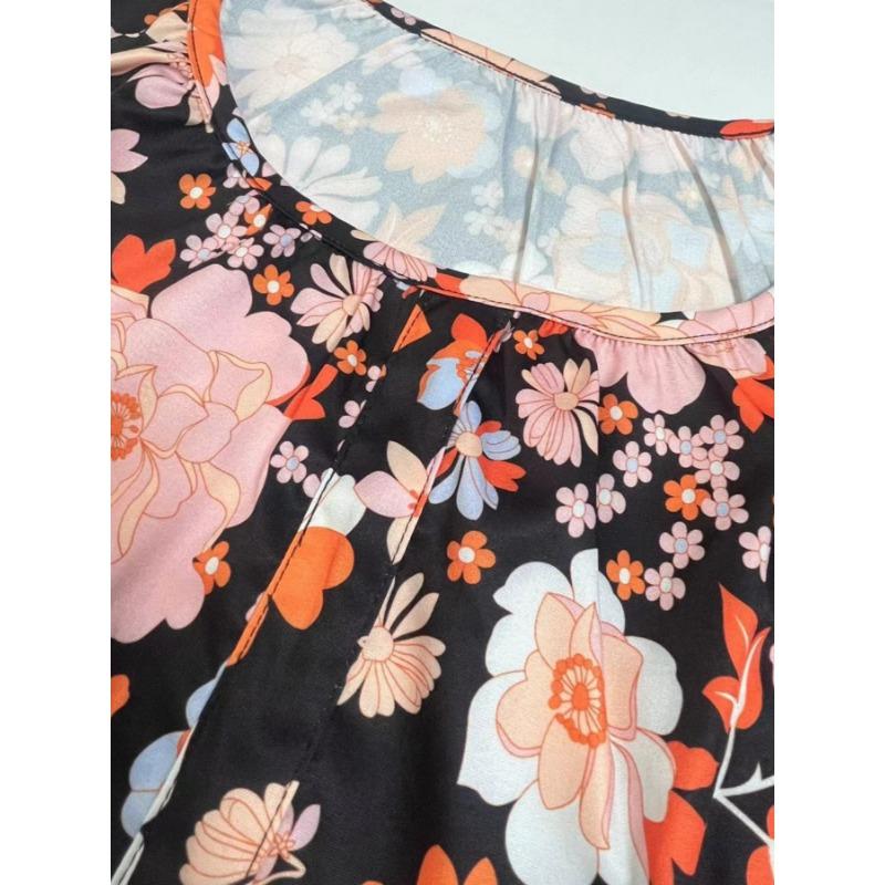 Summer New Women's Casual Fashion Loose Printed Three-quarter Sleeve T-shirt Pullover Top