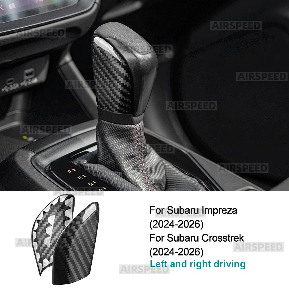 Real Dry Hard Carbon Fiber Sticker For Subaru Crosstrek/Impreza 2024 2025 2026 LHD RHD Car Gear Shift Knob Interior Cover
