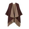 Double Sided Solid Color Open Front Poncho Cape Soft Woven Travel Blanket Wrap Shawl