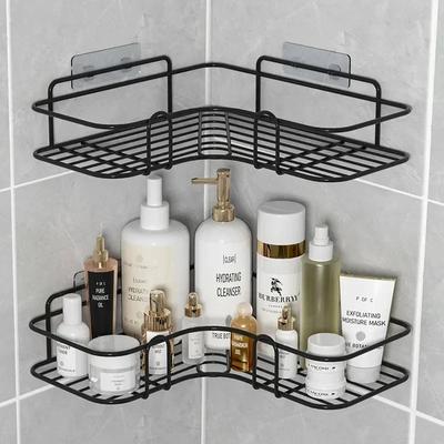Badezimmerregal, an der Wand montierte Eckregale, Shampoo-Halter, Kosmetikregal, Duschablaufkorb aus Eisen, Badezimmer-Organizer