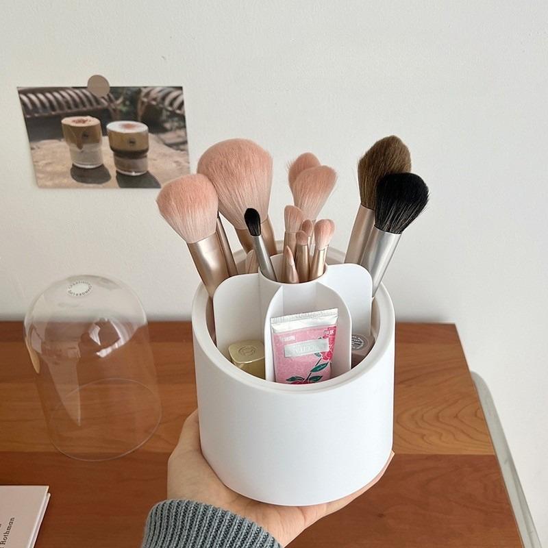 Rotating Makeup Brush Storage Box Portable Multifunction Dust Proof Desktop Organizer Lipstick Shadow Cosmetic Holder