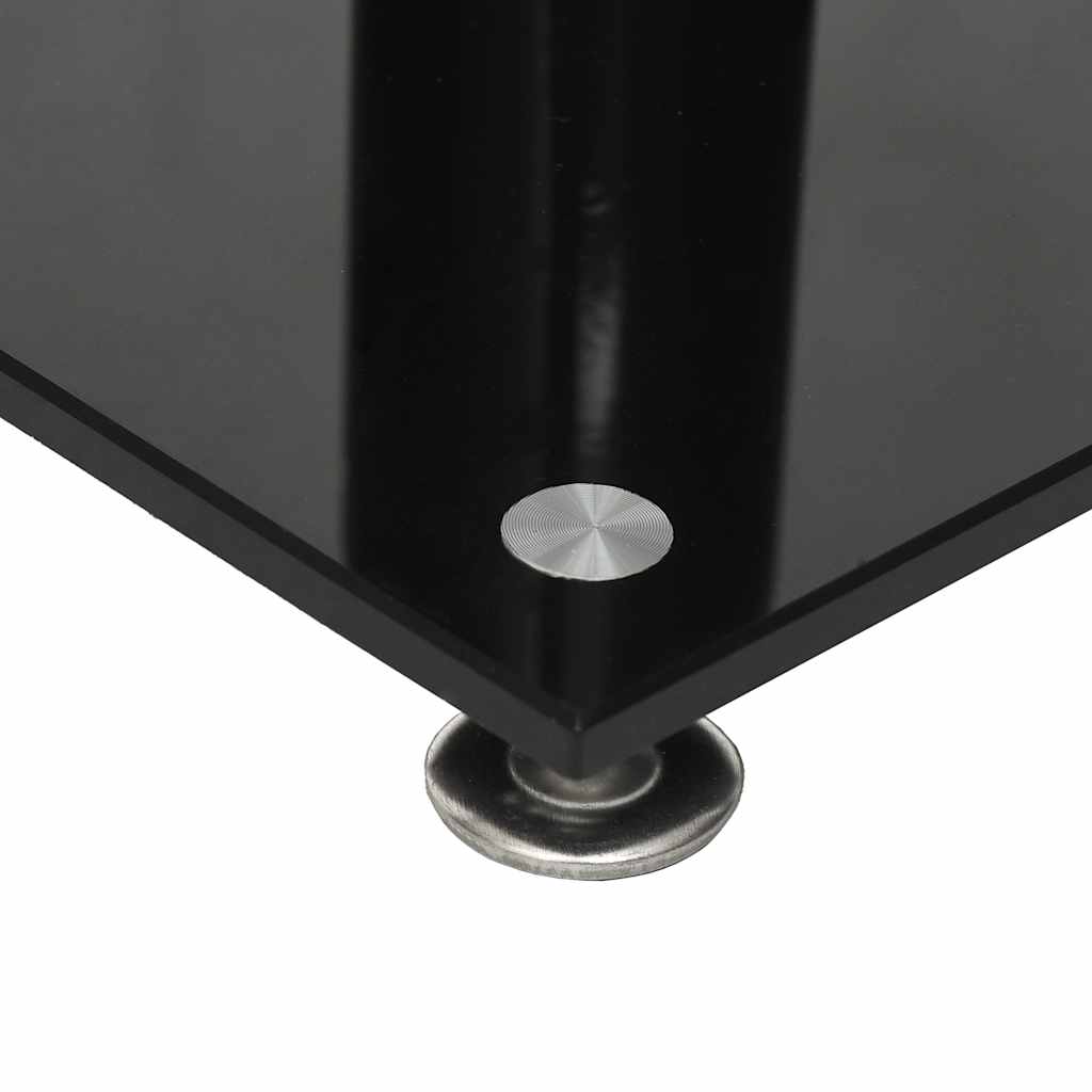 Speaker Stands 2 Pcs Black & Silver Tempered Glass 1 Column