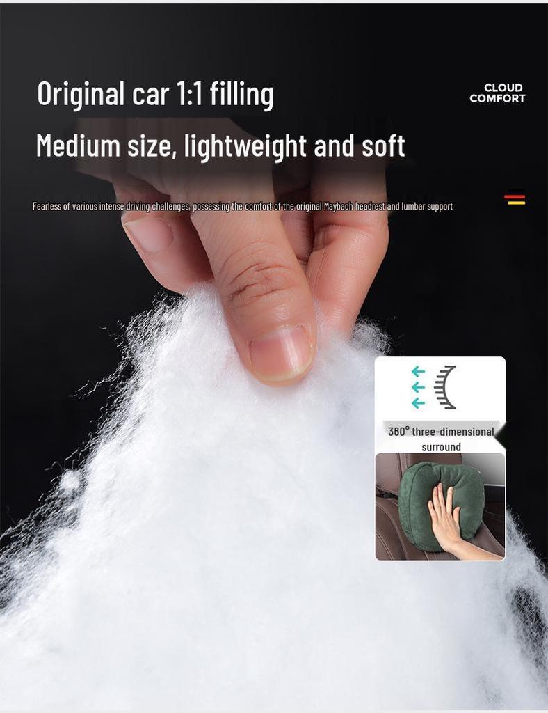 Maybach S-Class Headrest Velvet Neck & Lumbar Support Pillow - Universal Fit, Breathable