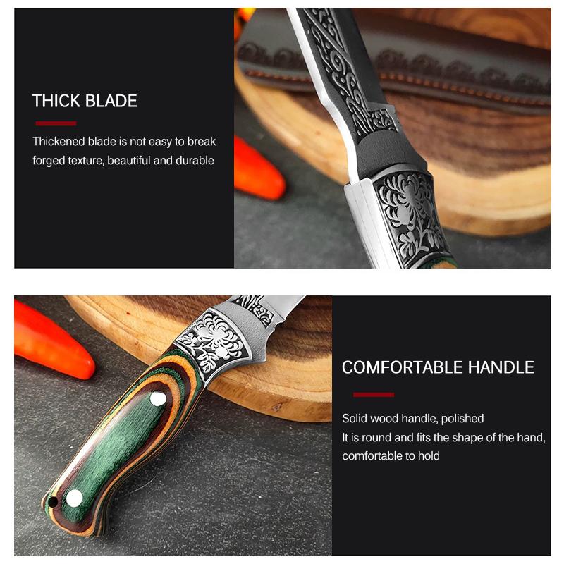Kitchen Knife Killing Fish Knife Fruit Knife Slaughtering Knife Picking Knife Forging and Cutting Meat Scimitar Blade Sharp Portable Meat Cleaver 2PC