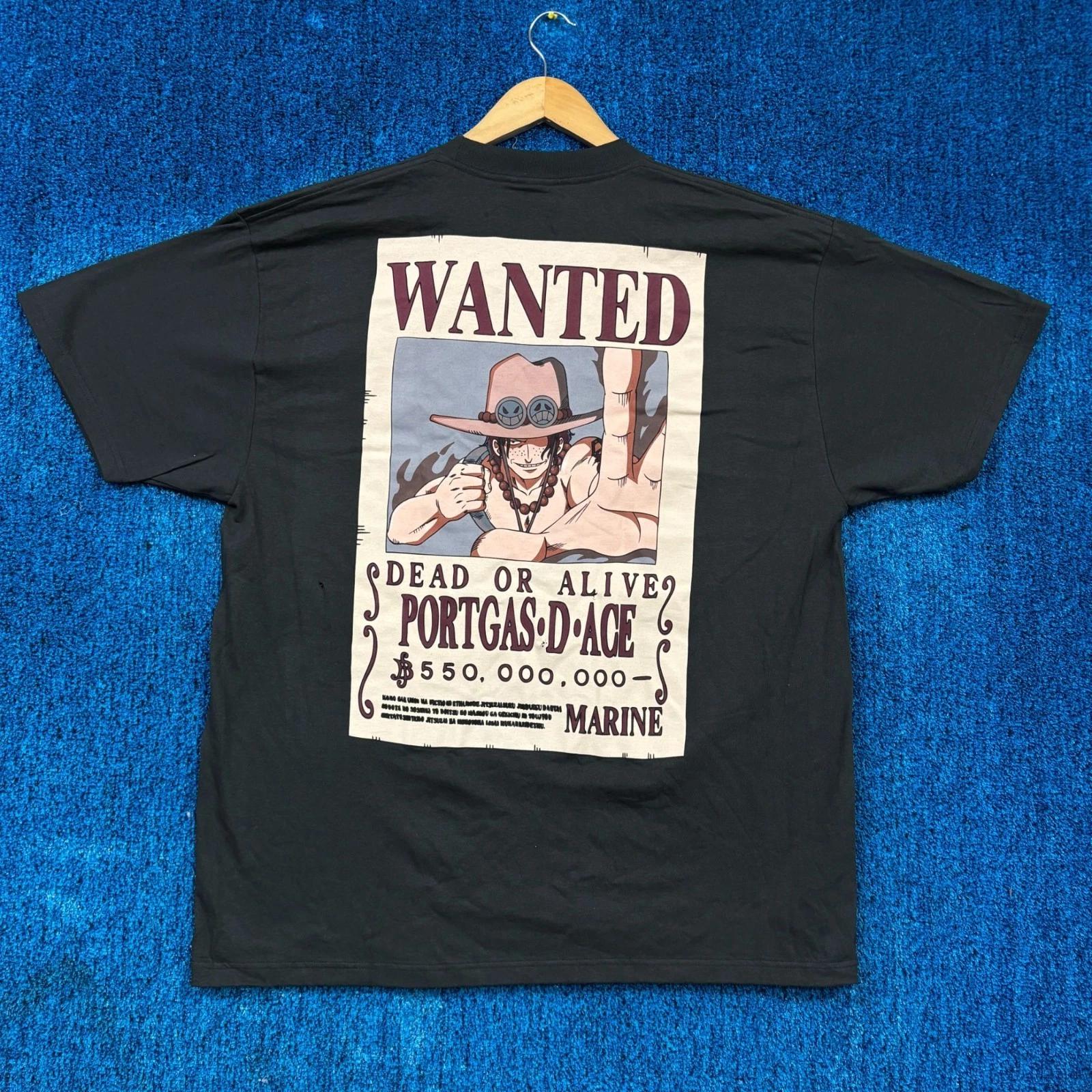 Portgas D Ace Wanted Dead or Alive Poster One Piece Tee XL S