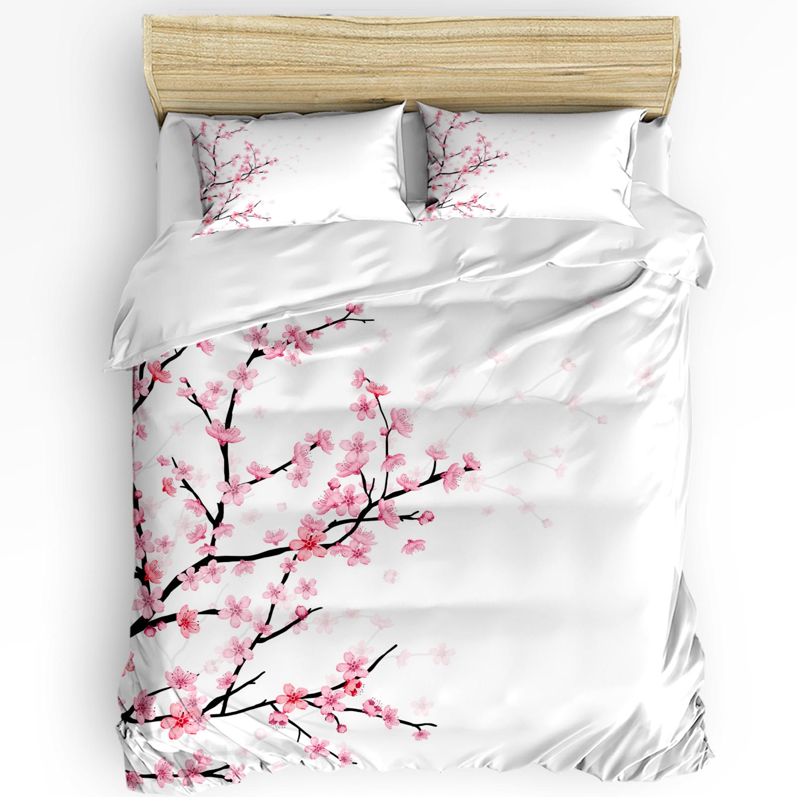

Японський стиль Сакура Вишневий цвіт Рожева квітка 3 предмети Постільна білизна Для двоспального ліжка Домашній текстиль Підковдра Покривало Наволочка EU single(135x200cm)