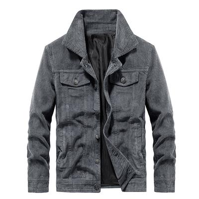 Autumn and Winter New Corduroy Men's Jacket Lapel Casual Loose Jacket Youth Thin Jacket Top