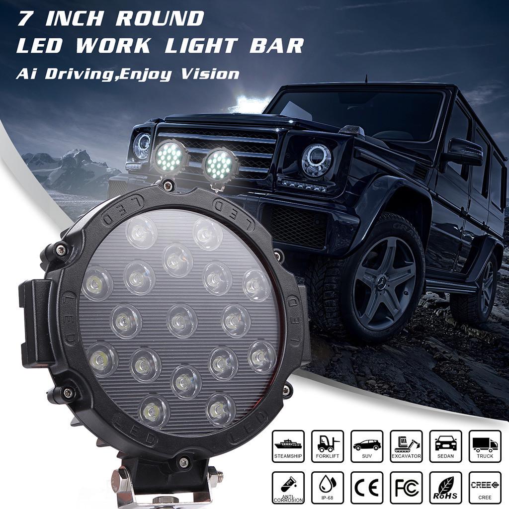 7inch 51W Red Led Work Lights Pods Bull Bar Driving Offroad Truck SUV