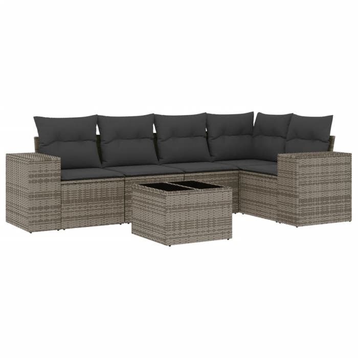 VidaXL Garden Lounge Set with Cushions 6 Pcs, Patio Sofas, Patio Furniture Set, Outdoor Furniture, Grey 3254877