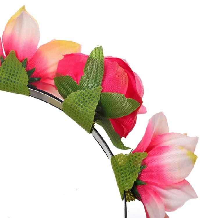 Stylish Fabric Flower Hairhoop with Leaves Birthday Party Gathering Headband Garland Hairband for Various Event