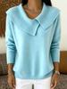 Women's Asymmetrical Drop Shoulder Knit Sweater - Large Lapel, Solid Color, Spring & Autumn
