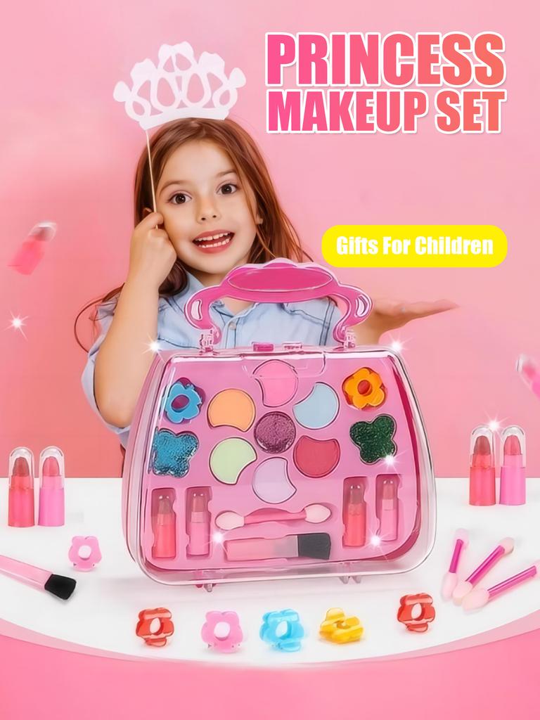 Kids Beauty Makeup Kit for GirlsLittle Handbag Make-up Toys Princess Washable Pretend Play Cosmetic Set Toys birthday gifts