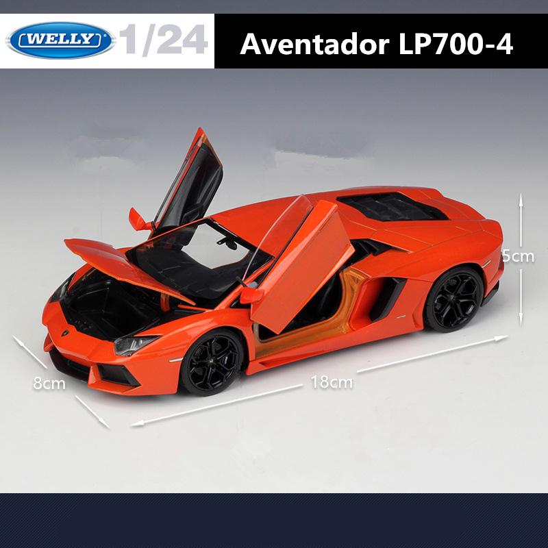 WELLY 1/24 Lamborghini Aventador LP700-4 Alloy Sports Car Model Diecast Metal Racing Car Vehicles Model Simulation Kids Toy Gift