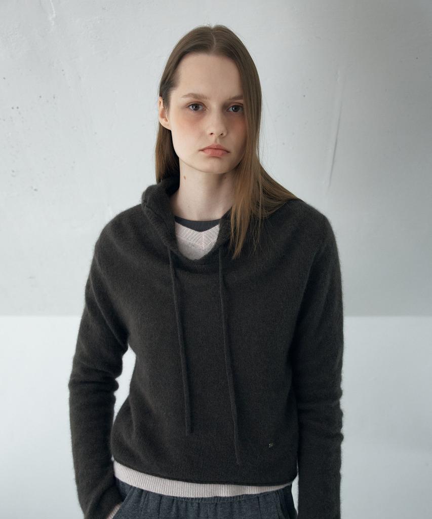 Ahwe Wool Blend Hooded Pullover_Brwon