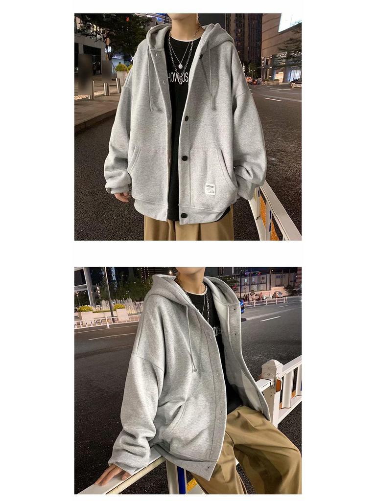 Men's Casual Hooded Cardigan: Autumn/Winter Hong Kong Style College Sports Jacket