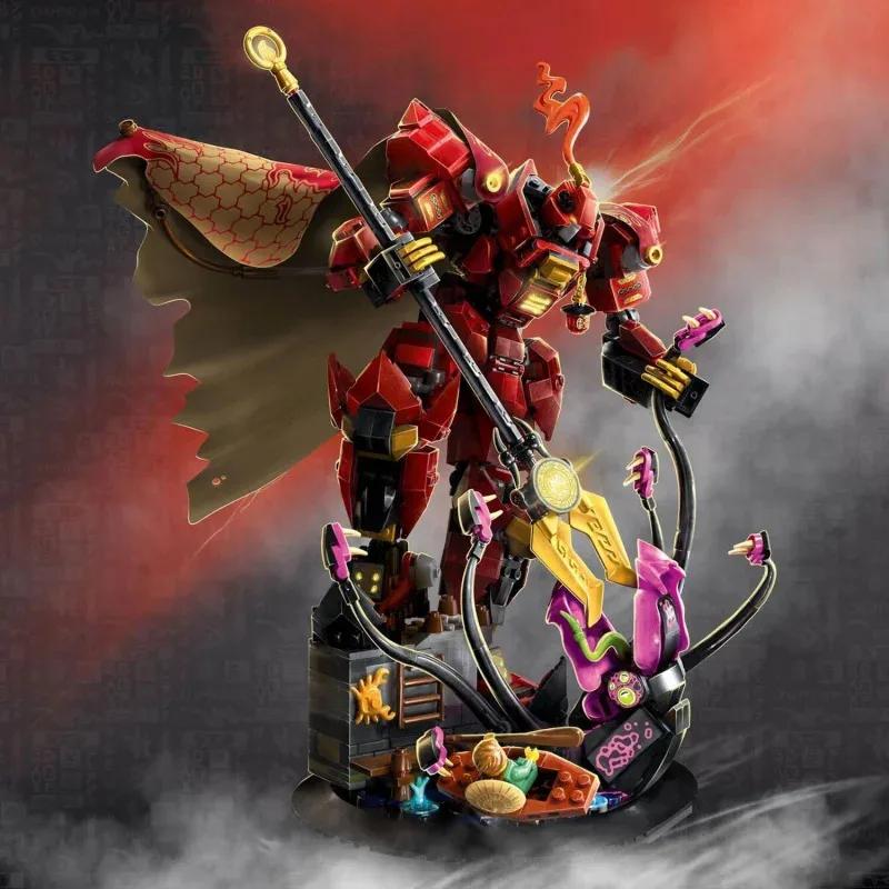 

New 996pcs Flame Knight Mecha Building Blocks 71846 Mecha Character Model Brick Desktop Decoration Display Toys Gifts
