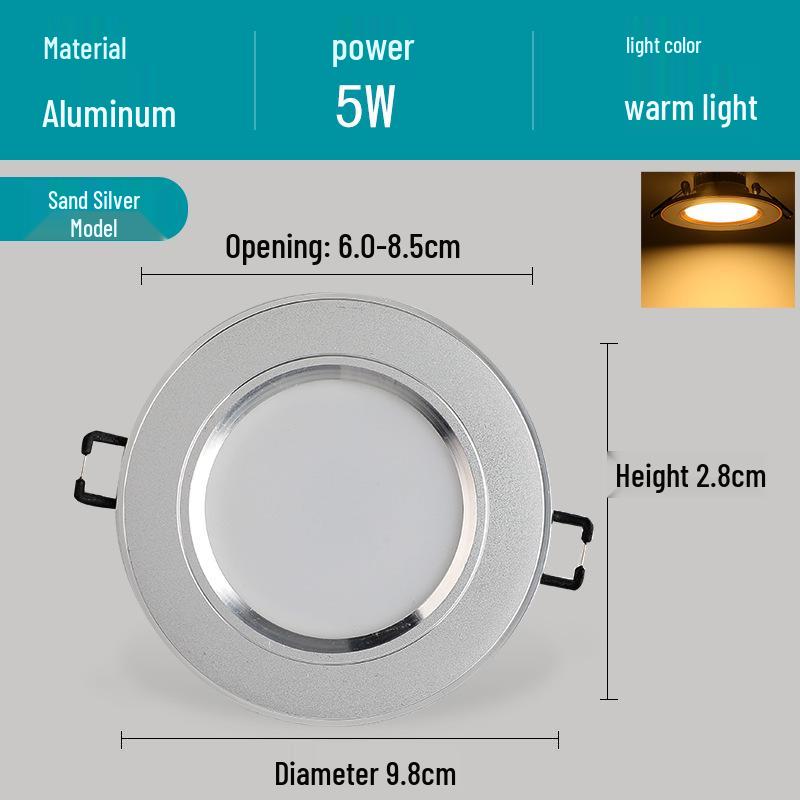 5W Dimmable Ceiling Downlight with 3-Color Settings