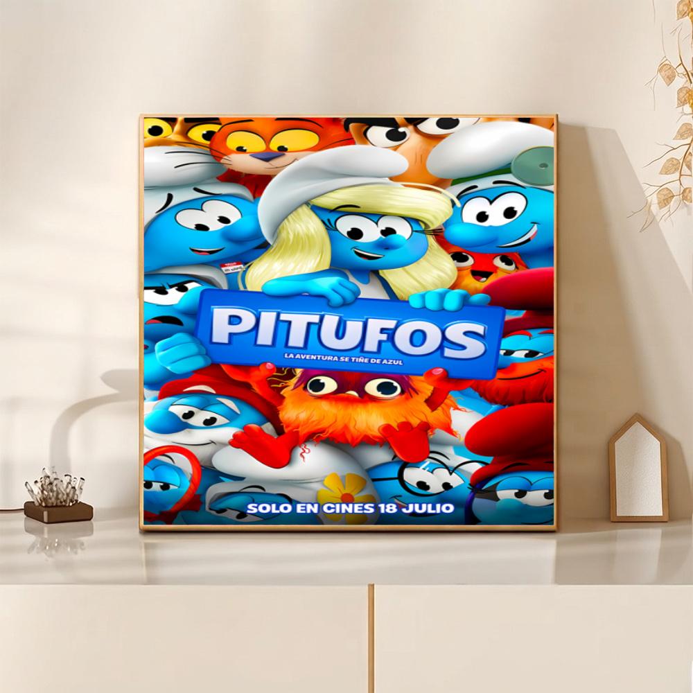 Smurfs Movie Poster 5D Diamond Painting Round Diamond Rhinestones Mosaic Diamond Embroidery Wall Paintings Rhinestones Gift Frameless