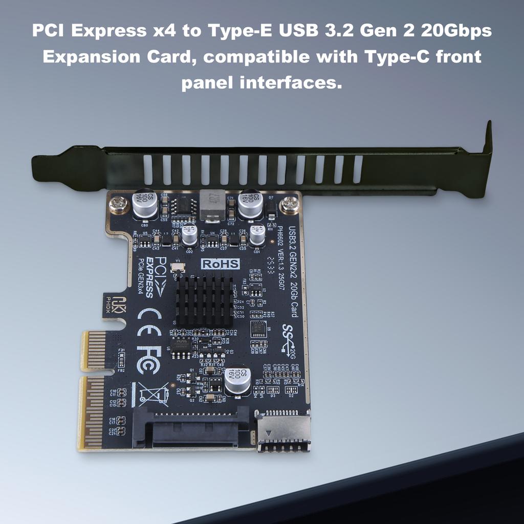 PCIE To Type-E Expansion Card ASM3242 Chip Front Panel Adapter Expansion Card Riser Converter for Desktop PC Front Panel TYPE C