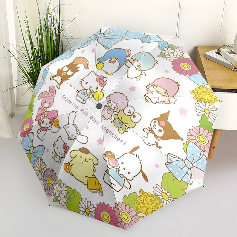 

1pc Hello Kitty & Friends Automatic Opening Umbrella - Portable Folding Design, 8-Rib Iron Frame Outdoor Umbrella, Festive Gift for Fans, Travelers, E
