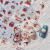 Cute Animals Bear Dog Cake Sweet Cherry Grid Bowknot Star Line Fruit Relief Self Adhesive Nail Art Stickers 5D Manicure Decals