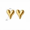18K Gold Japanese-Korean Stainless Steel Heart Earrings for Women - 3D Design, Bright Surface, Simple Jewelry.