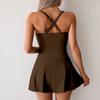 Solid Black Pleated Bikinis One Piece Swimsuit Women Large Size Swimwear Halter Pleate Slim Tummy Control Skirt Monokini