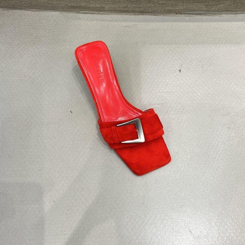 Women's shoes are real and simple, daily versatile thin heels, square heads, square buttons, open toes, high heels, summer cool slippers, and oute