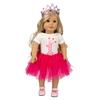 Set of 3 Birthday Doll Pink Clothing Accessories Including Skirt Romper Headband for 43cm / 17Inch Newborn Baby Doll (No Doll)