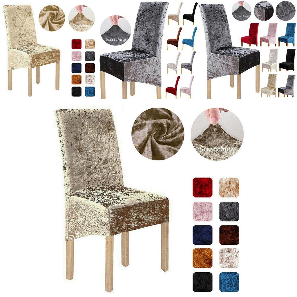 Luxurious Crushed Velvet Dining Chair Covers With Stretchable Protective Slipcover