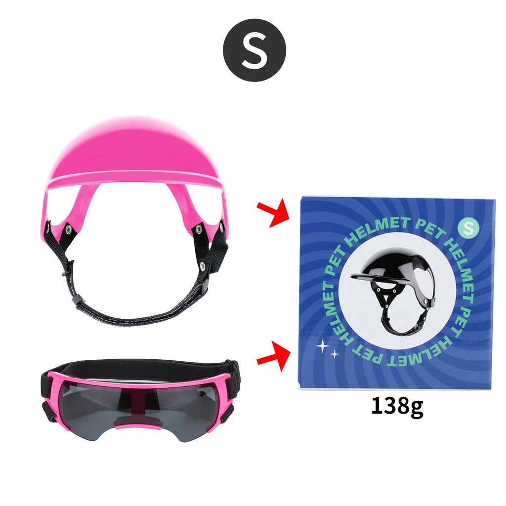 Dog Goggles with Helmet for Small Dogs Punk Style Doggy Helmet Sunglasses Set Small Dogs Outdoor Driving Walking Dog Accessories