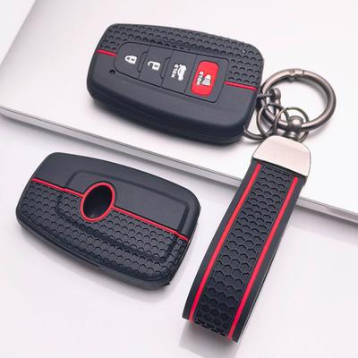 Silicone Key Fob Cover with Matching Keychain Compatible with Toyota Camry RAV4 Highlander Corolla Avalon C-HR, Fits Toyota Camry RAV4 Corolla Prius