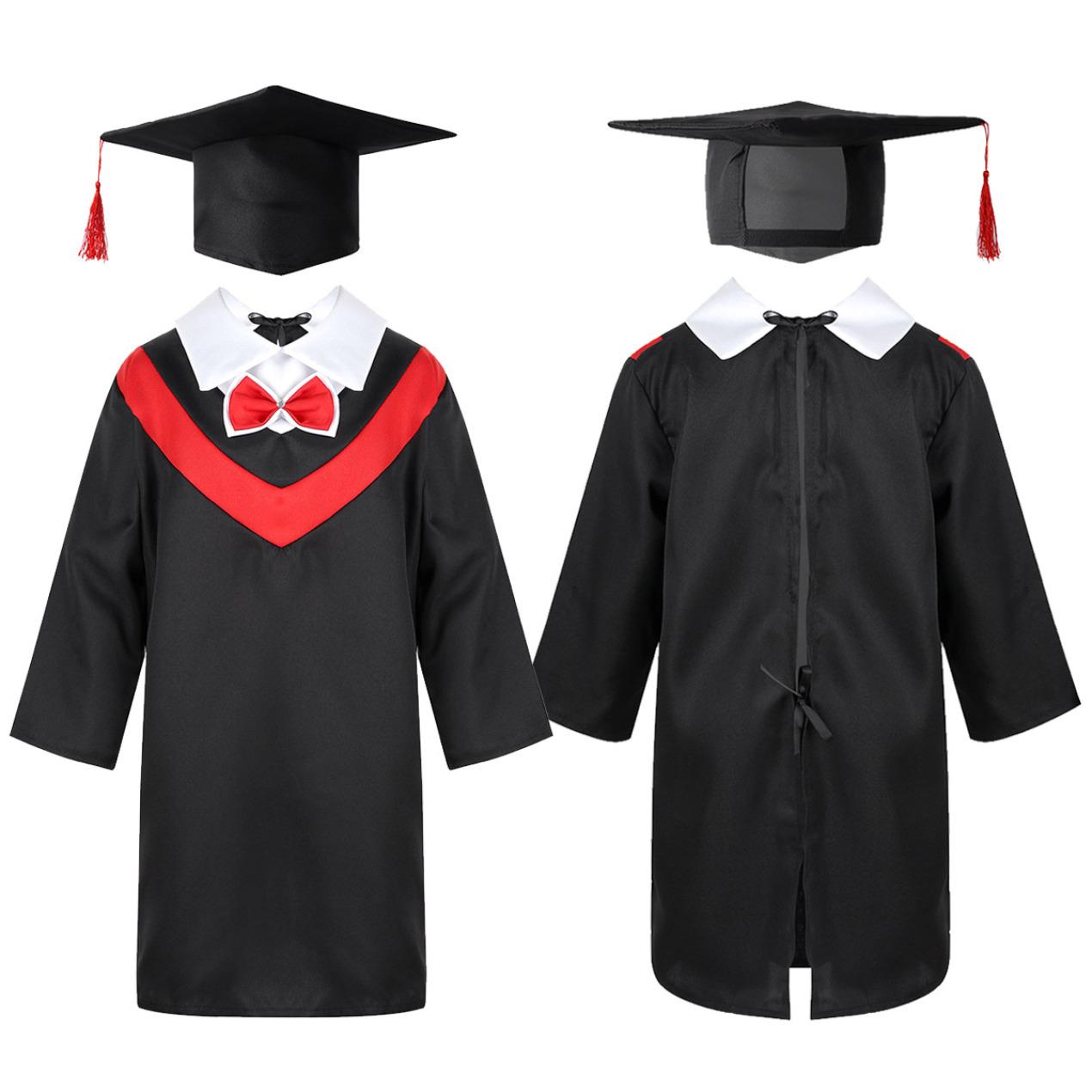 

Boys Girls Preschool Primary School Graduation Gown With Tassel Cap For Kids Role Play Costume Dress Up 10-12 Years червоний