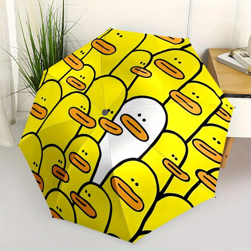 1pc Duck Pattern Automatic Opening/Closing Folding Umbrella with 68 Ribs, Plastic Handle, Windproof Portable Sunshade Umbrella Halloween and