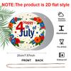 2D Flat, 1pc Round "Happy 4th of July" Aluminum Hanging Sign, Floral Patriotic Star Letter Design, Rustic Metal Wall Decor, Perfect for Independence