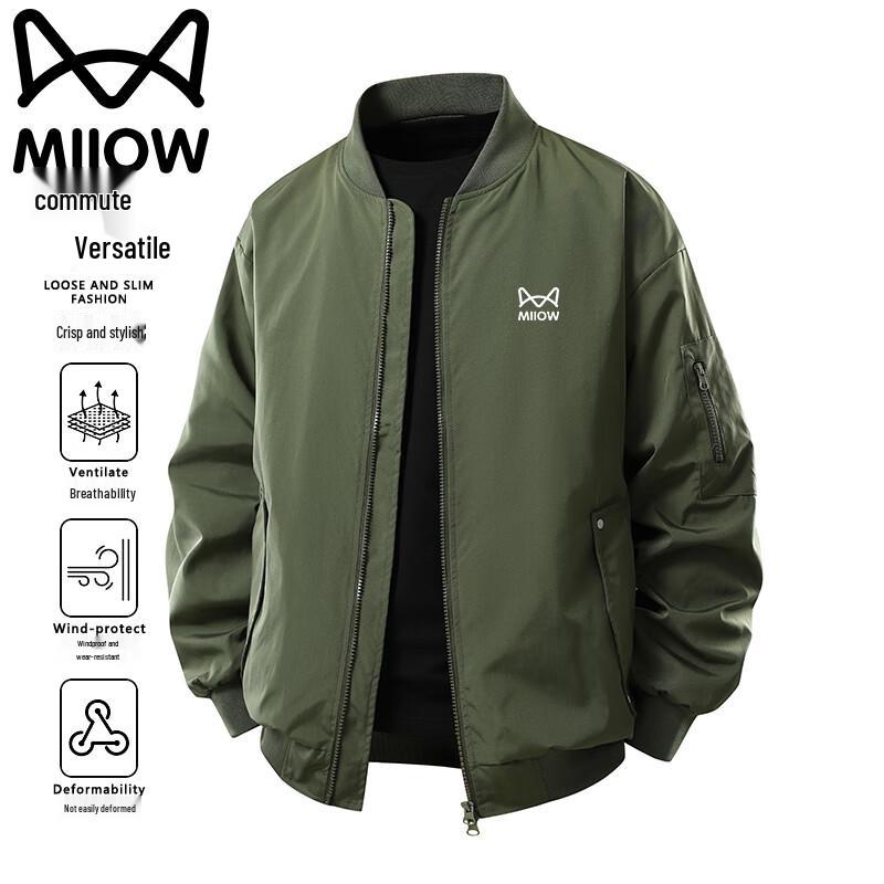 Mao Ren Men's Loose Fit Stand Collar Baseball Jacket