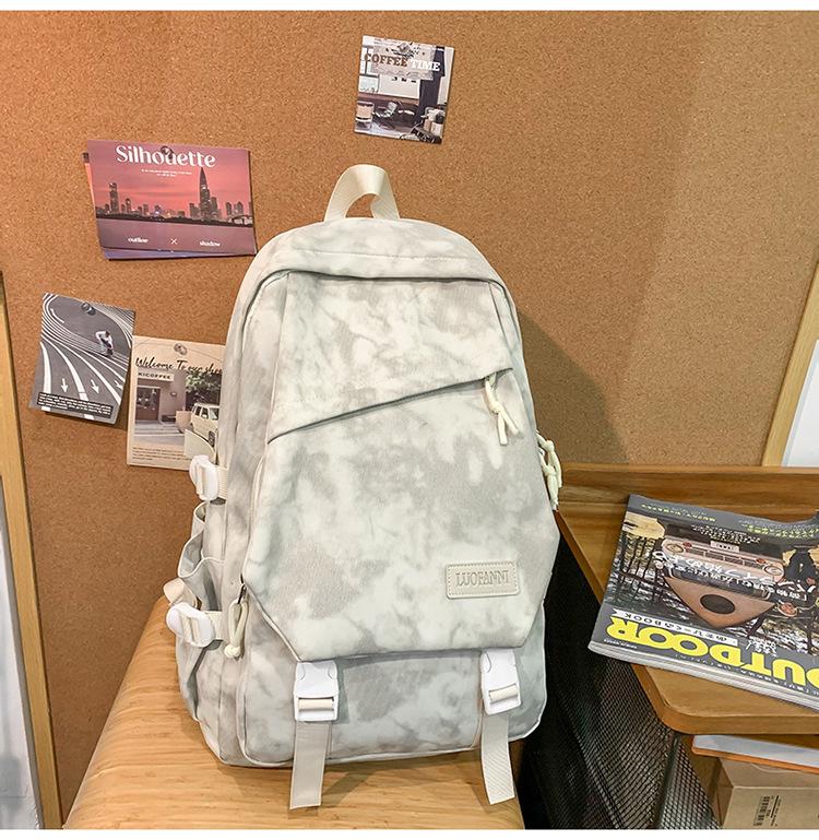 

New trend niche backpack male junior high school students solid color schoolbag female large capacity casual light backpack белый
