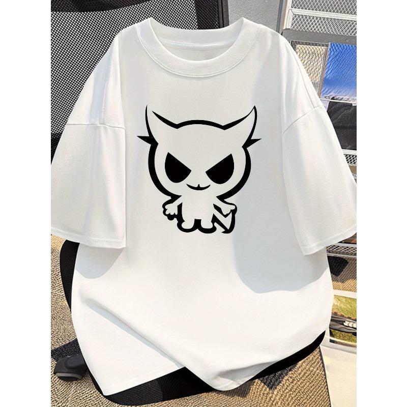 

European sizes Men S Short-Sleeve T-Shirt Featuring a Cartoon Owl Print, Suitable for Casual Commuting for Both Men And Women 4XL білий